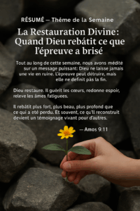 Lire la suite à propos de l’article La Restauration Divine : Quand Dieu rebâtit ce que l’épreuve a brisé